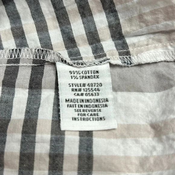 HABITAT LG & XL gauzy crinkle button  down shirt,black & white plaid, hi low - Picture 15 of 16